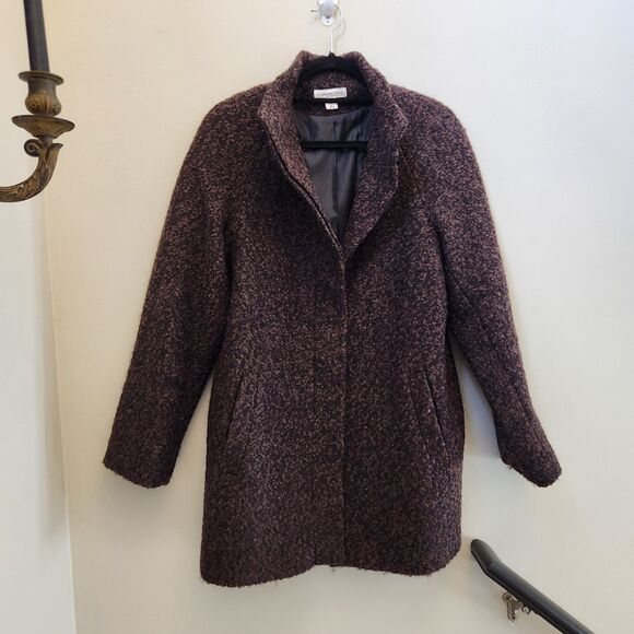 Coldwater Creek Womens M Brown Tweed Wool Blend Heavy Peacoat Jacket Academia - Picture 1 of 9